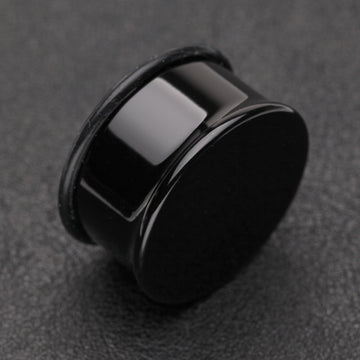 Detail View 1 of A Pair of Basic UV Acrylic Single Flared Ear Gauge Plug-Black